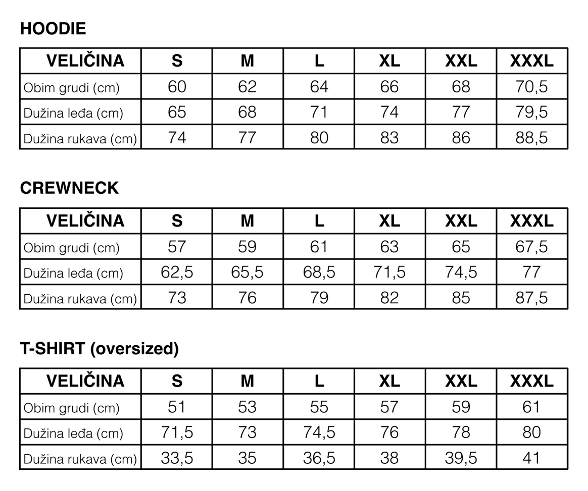 Crooked Size Chart